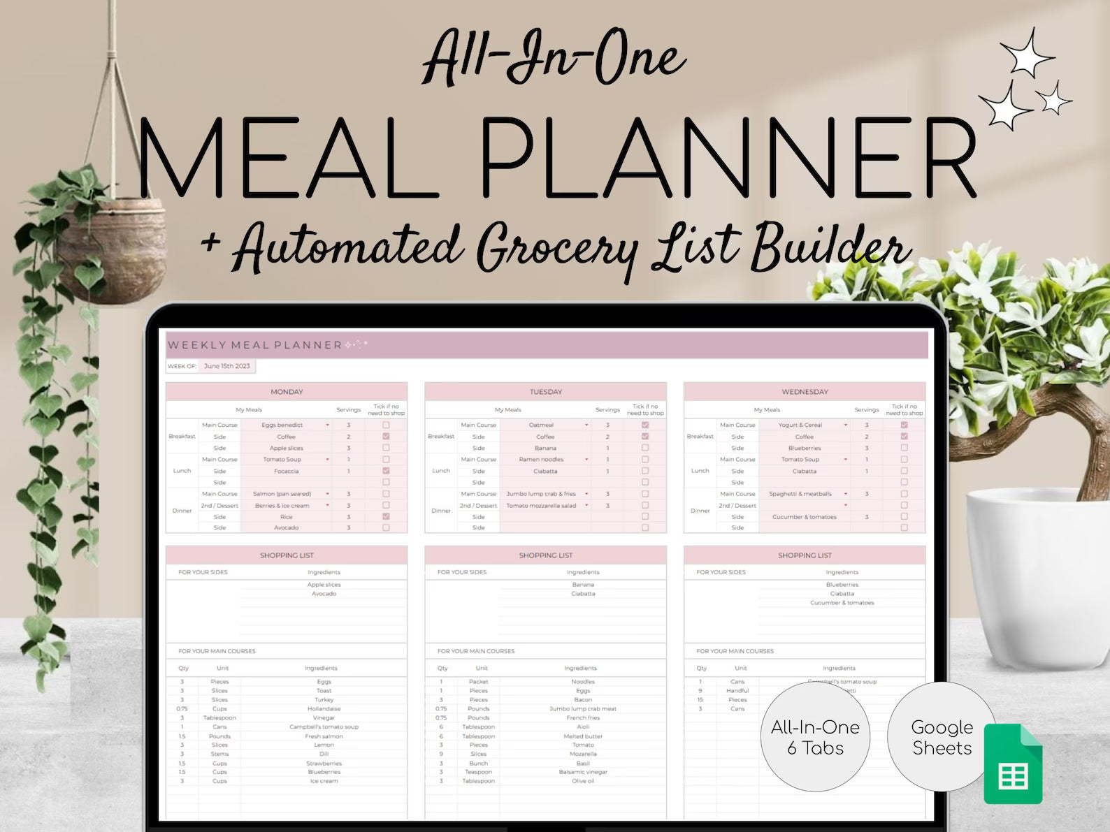 Weekly Meal Planner and Grocery List